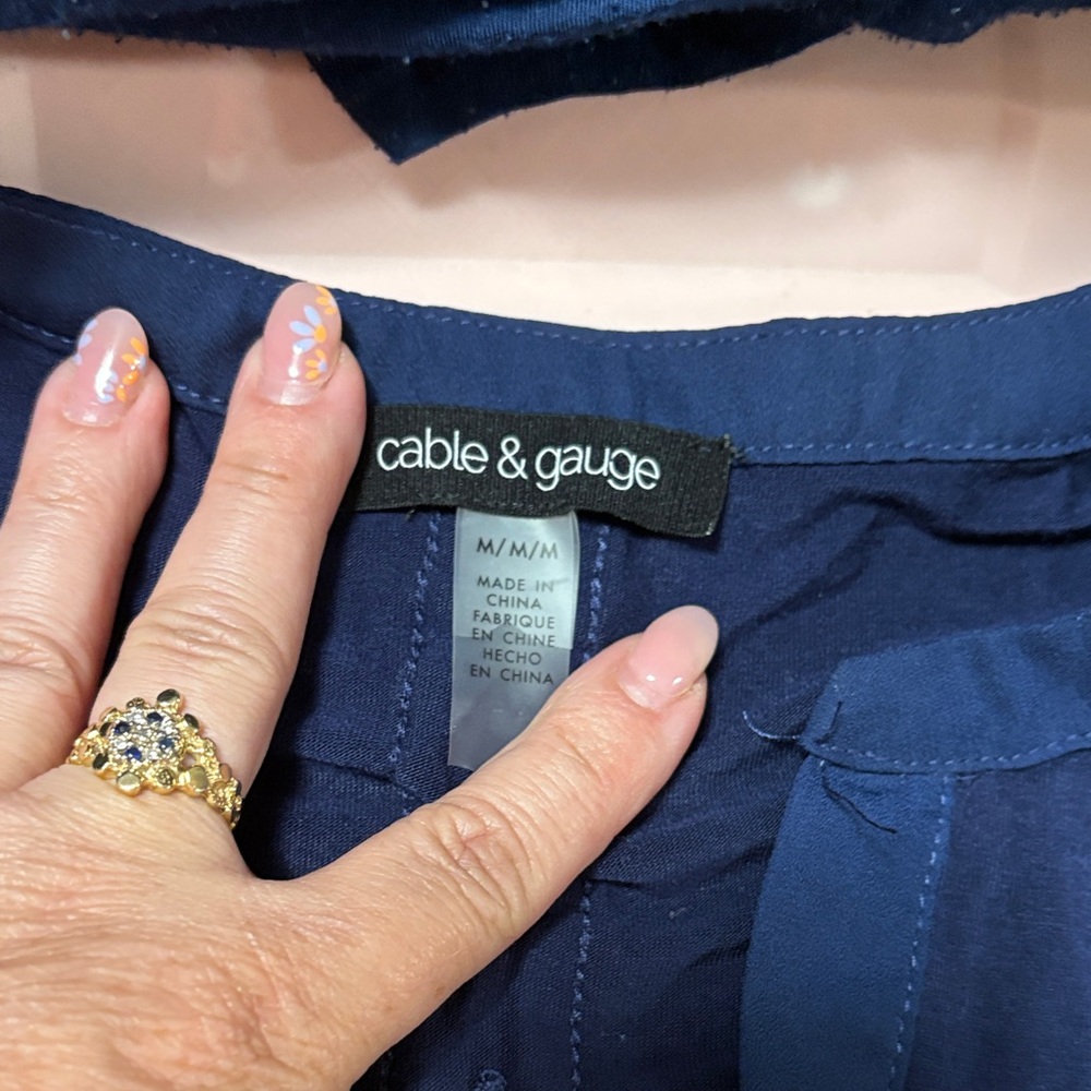 Cable & Gauge Navy Blouse